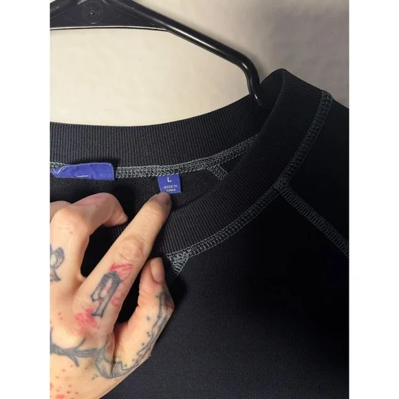 FootJoy Pullover Mens Navy Blue Contrast Stitch Raglan Crewneck Sweatshirt L - Picture 5 of 8